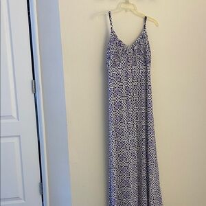 New York & Company Lavender and White Geometric Patterned Maxi Dress